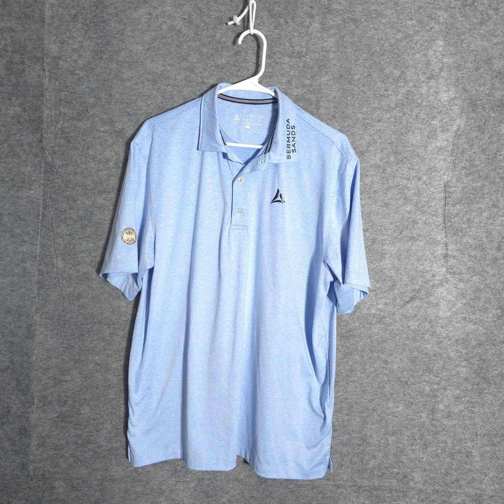 Bermuda Sands PGA Polo Mens Large Blue Short Sleeve Heather Performance Golf Top